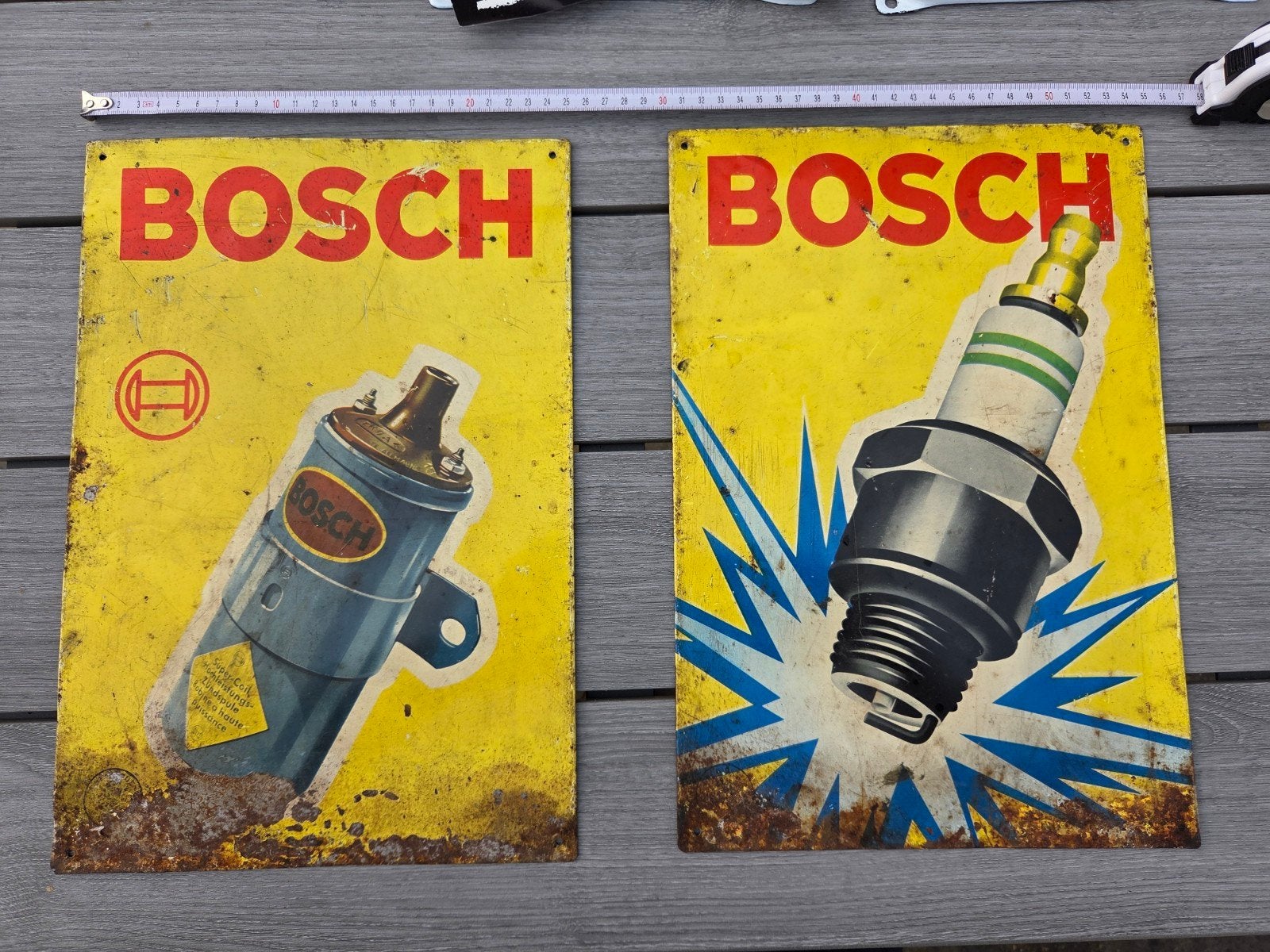 2x oude reclamebord bosch, Verzamelen, Merken en Reclamevoorwerpen, Ophalen, Gebruikt, Reclamebord