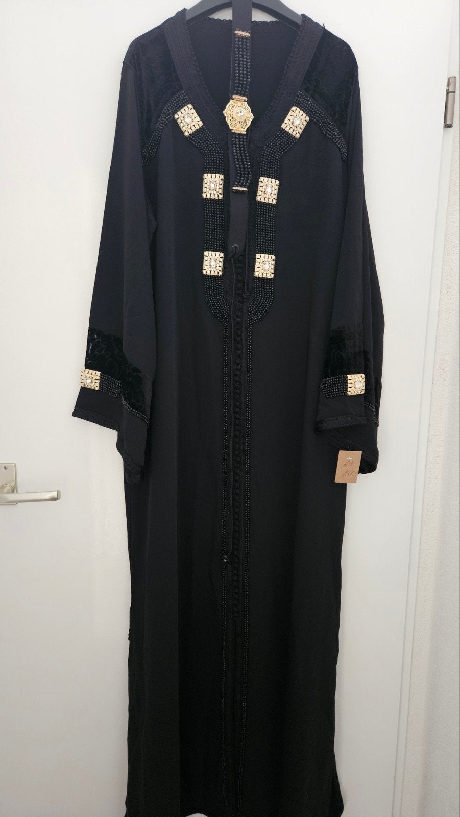 NIEUW MET LABEL - Prachtige Marokkaanse Kaftan - Zwart/Goud, Maat 38/40 (M), Overige typen, Zwart, Nieuw