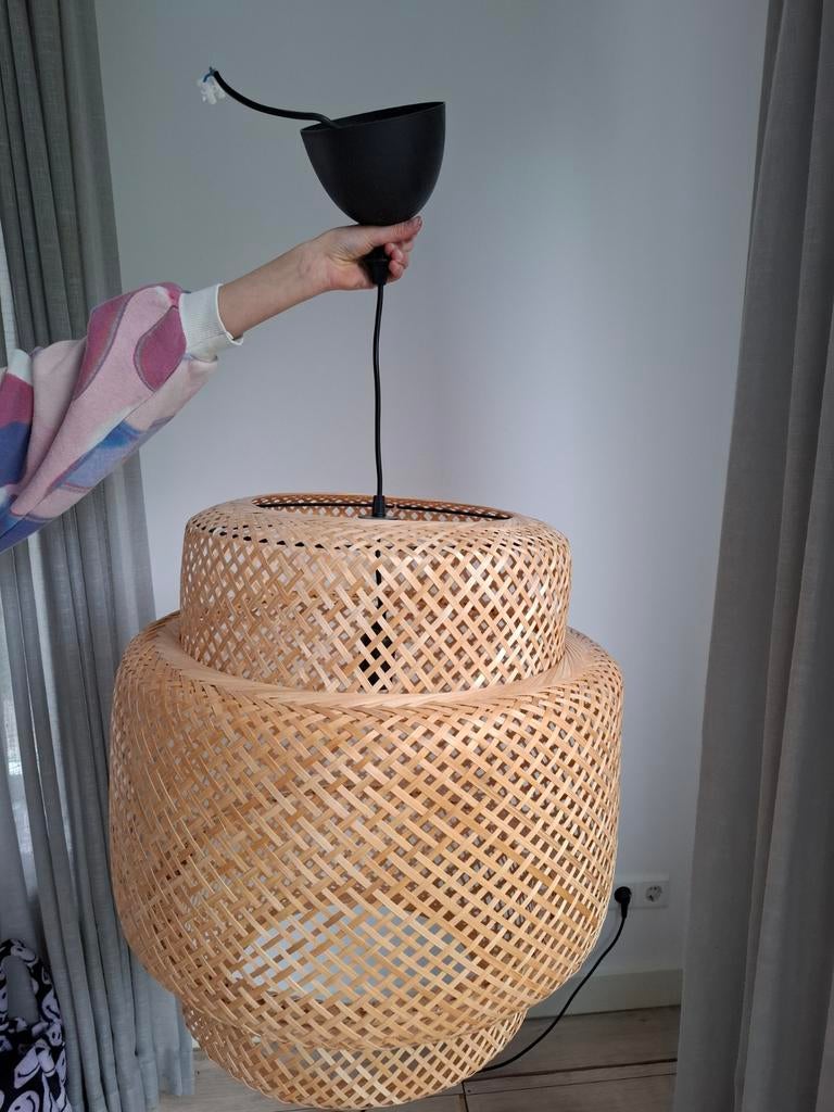 IKEA Sinnerlig rotan hanglamp, 50 cm, zo goed als nieuw, Ophalen, Overige materialen, Bohemian, Scandinavisch, Natuurlijk, 50 tot 75 cm