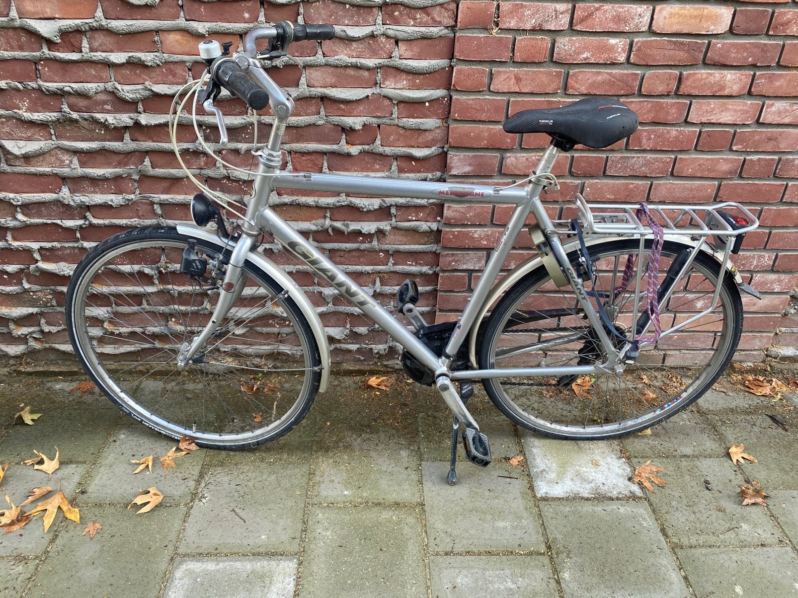 Giant heren fiets zilver, Ophalen, Gebruikt, Velgrem, Versnellingen