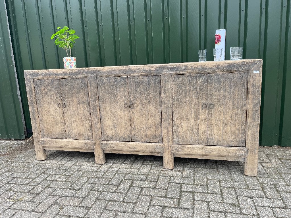 Dressoir 229 cm antiek Elm houten exclusief Uniek item, Met deur(en), Nieuw, Ophalen of Verzenden, Minder dan 100 cm