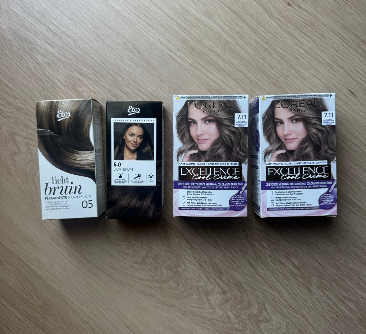 Haarverf: L'Oréal Excellence Cool Creme & Etos Lichtbruin, Loreal en etos, -, -, Overige typen