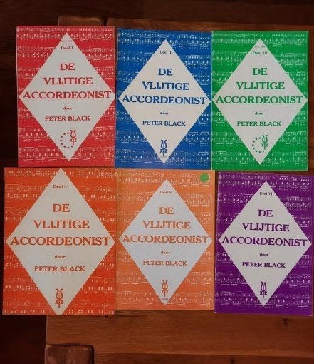 lesboeken accordeon-de vlijtige accordeonist 1 tm 6-compleet, Muziek en Instrumenten, Gebruikt, Les of Cursus, Ophalen of Verzenden
