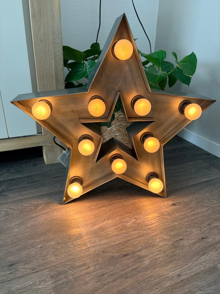 Grote metalen dimbare sterlamp met lampjes - perfecte staat, Ophalen, Zo goed als nieuw