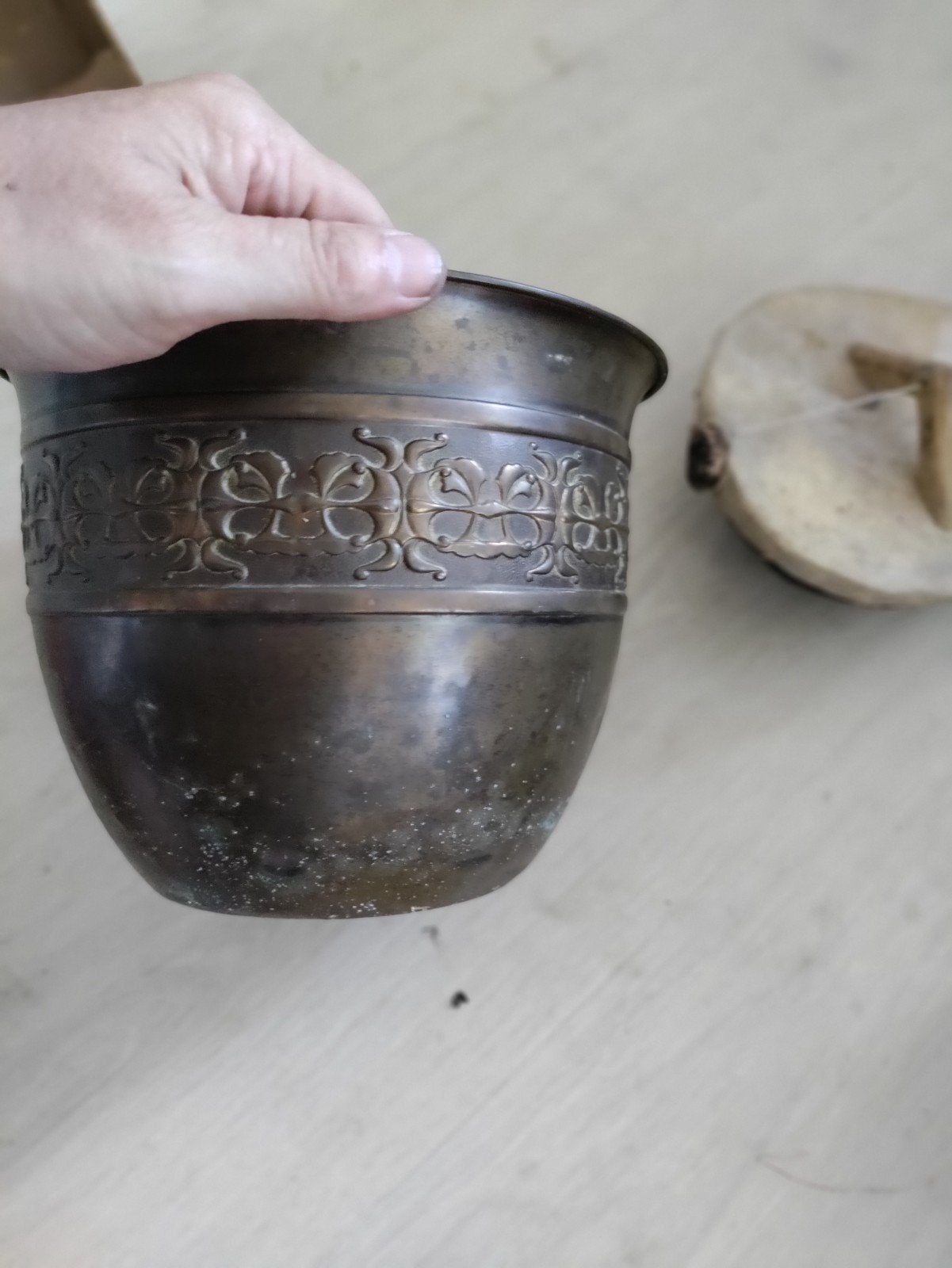 antieke bronzen bloempot, Ophalen of Verzenden