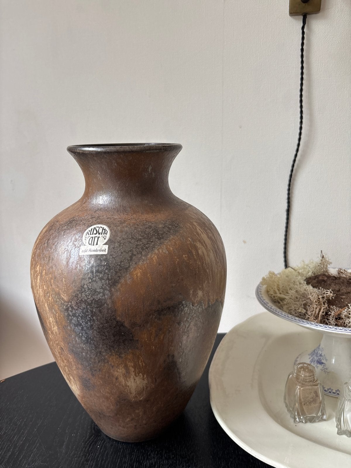 Ruscha Art Vulcano Glaze Vaas - Bruin Model 835/2, Ophalen