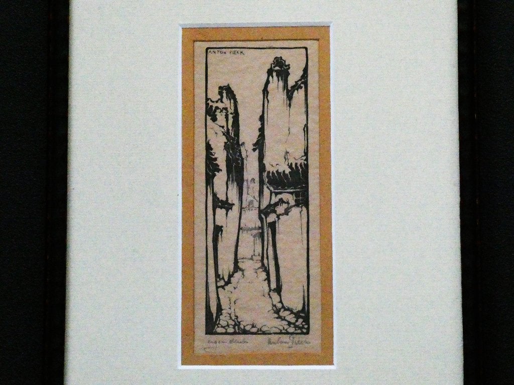 Originele houtsnede Anton Pieck Het Hemdsmouwken Lier België, Antiek en Kunst, Kunst | Etsen en Gravures, Ingelijst, Stadsgezicht