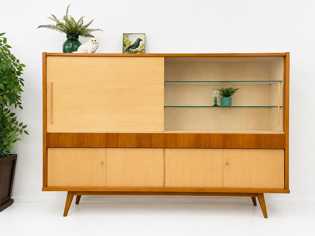 Groot XL vintage Highboard retro wandkast jaren 50/60 design, Huis en Inrichting, Kasten | Wandmeubels, Ophalen, Met deur(en)