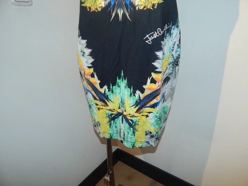 Cavalli prachtige stretch jurk apart print kleur merk stof44, Kleding | Dames, Maat 38/40 (M), Zo goed als nieuw, Knielengte, Just Cavalli