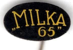 Milka 65" blik speldje ( U_501), Verzenden, Zo goed als nieuw, Merk, Speldje of Pin