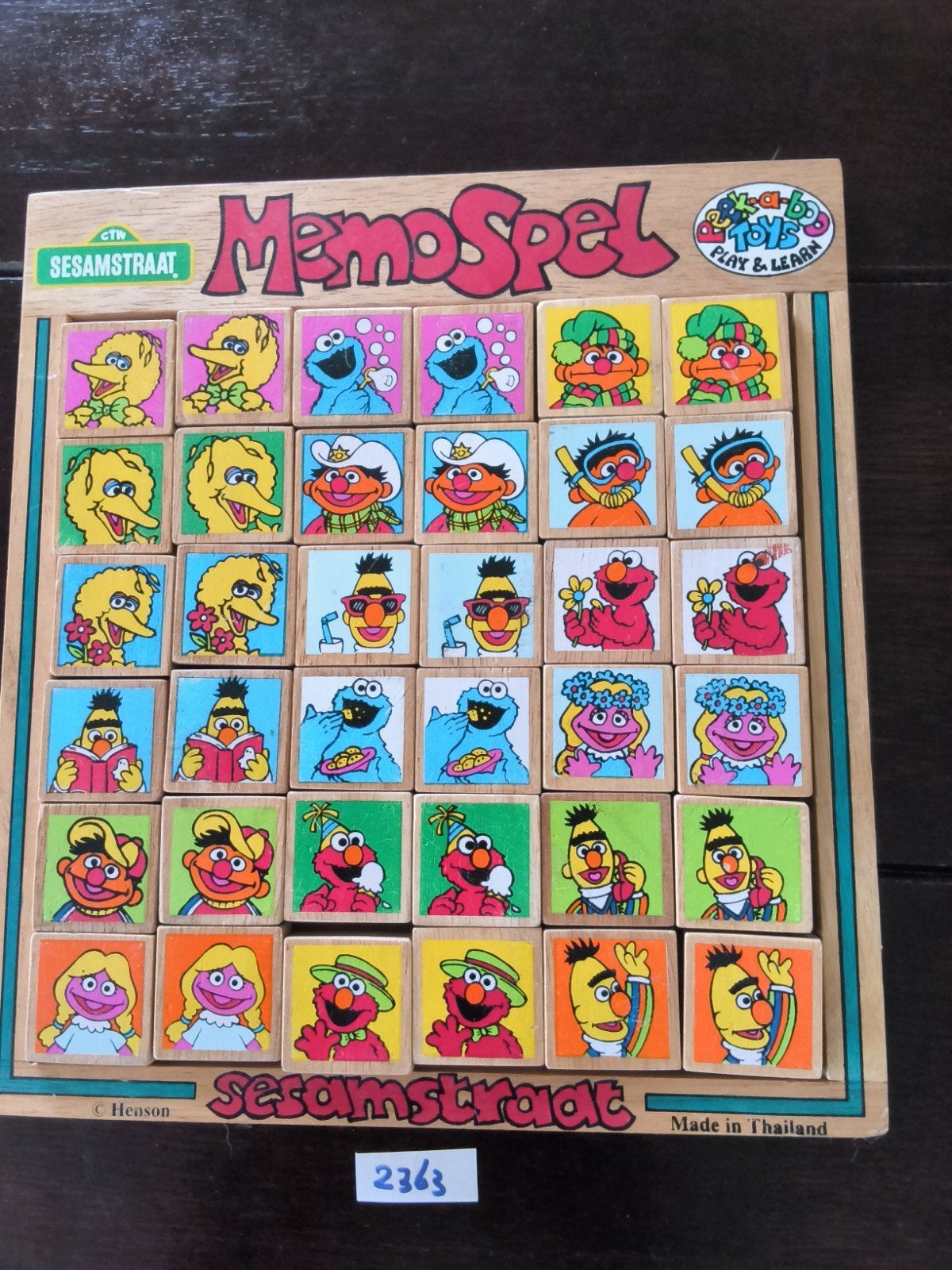 memory Sesamstraat Hout, Vintage, Ophalen of Verzenden, Gebruikt