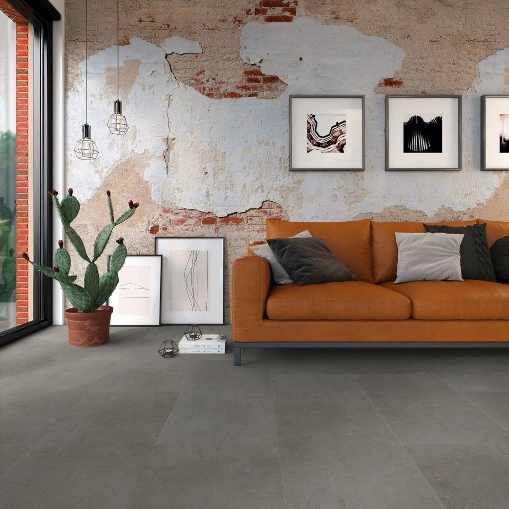 Betonlook PVC tegel €28,57 p/m² | Vivafloors Berlin-serie, Ophalen, 40 tot 60 cm, Nieuw, 10 m² of meer