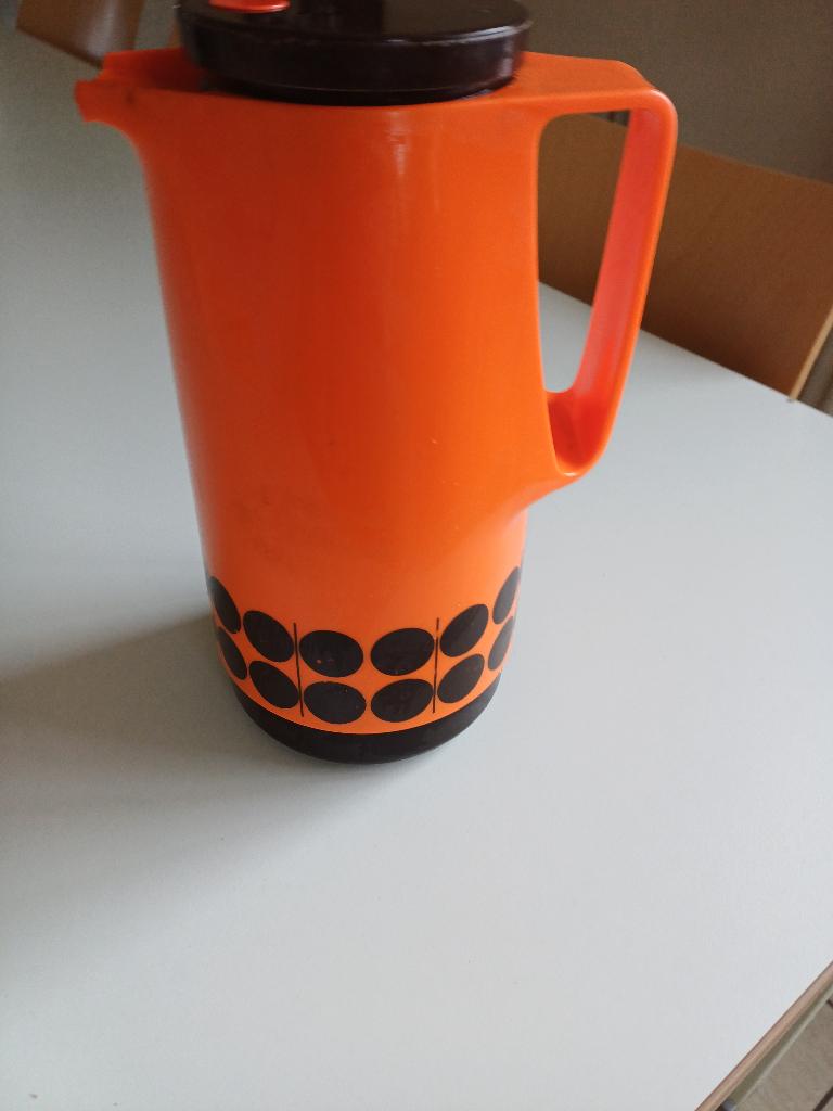 Vintage oranje met bruin thermoskan, Ophalen of Verzenden, Gebruikt