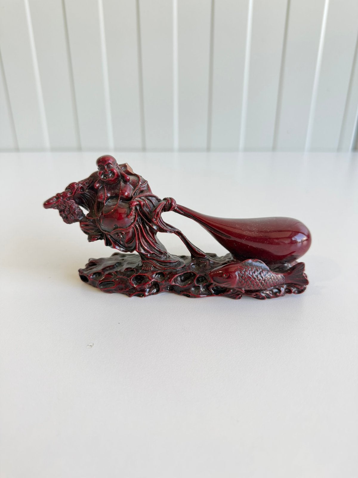 Cinnabar-stijl resin Lachende Boeddha beeld, Ophalen of Verzenden, Zo goed als nieuw