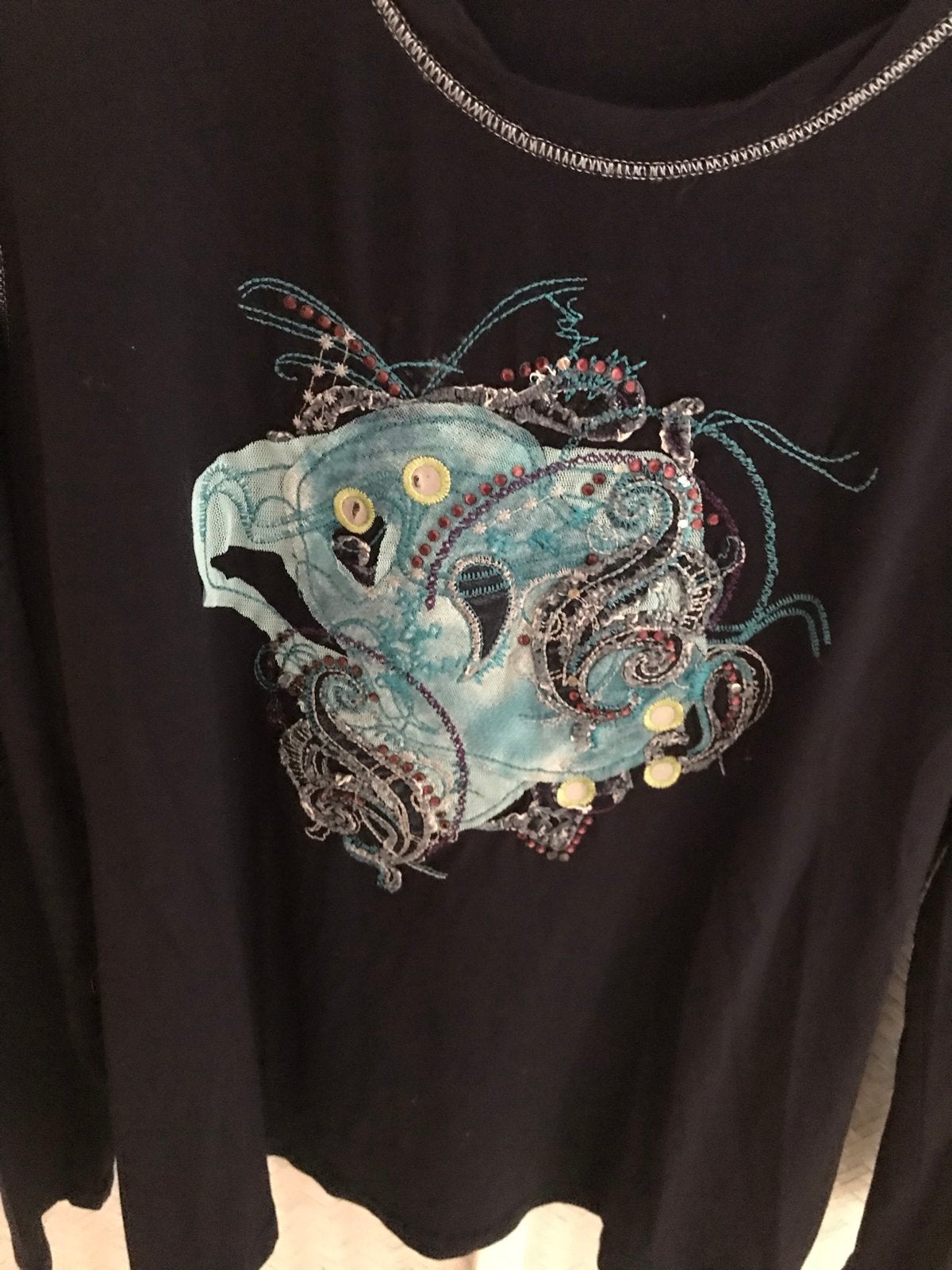 Bonita Dames Lange Mouw Shirt Donkerblauw Maat L, Blauw, Maat 42/44 (L), Ophalen of Verzenden, Zo goed als nieuw