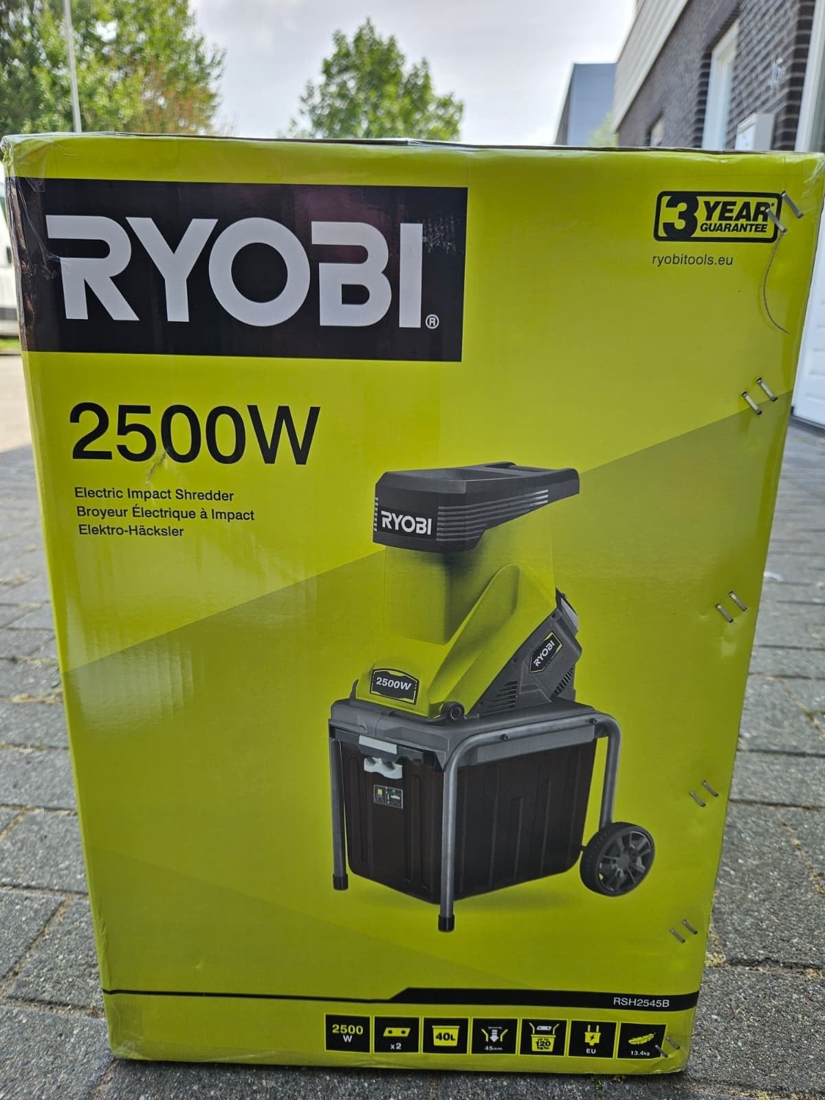 Ryobi 2500W Elektrische Hakselaar, Ophalen, Nieuw, Elektrisch, Met opvangbak