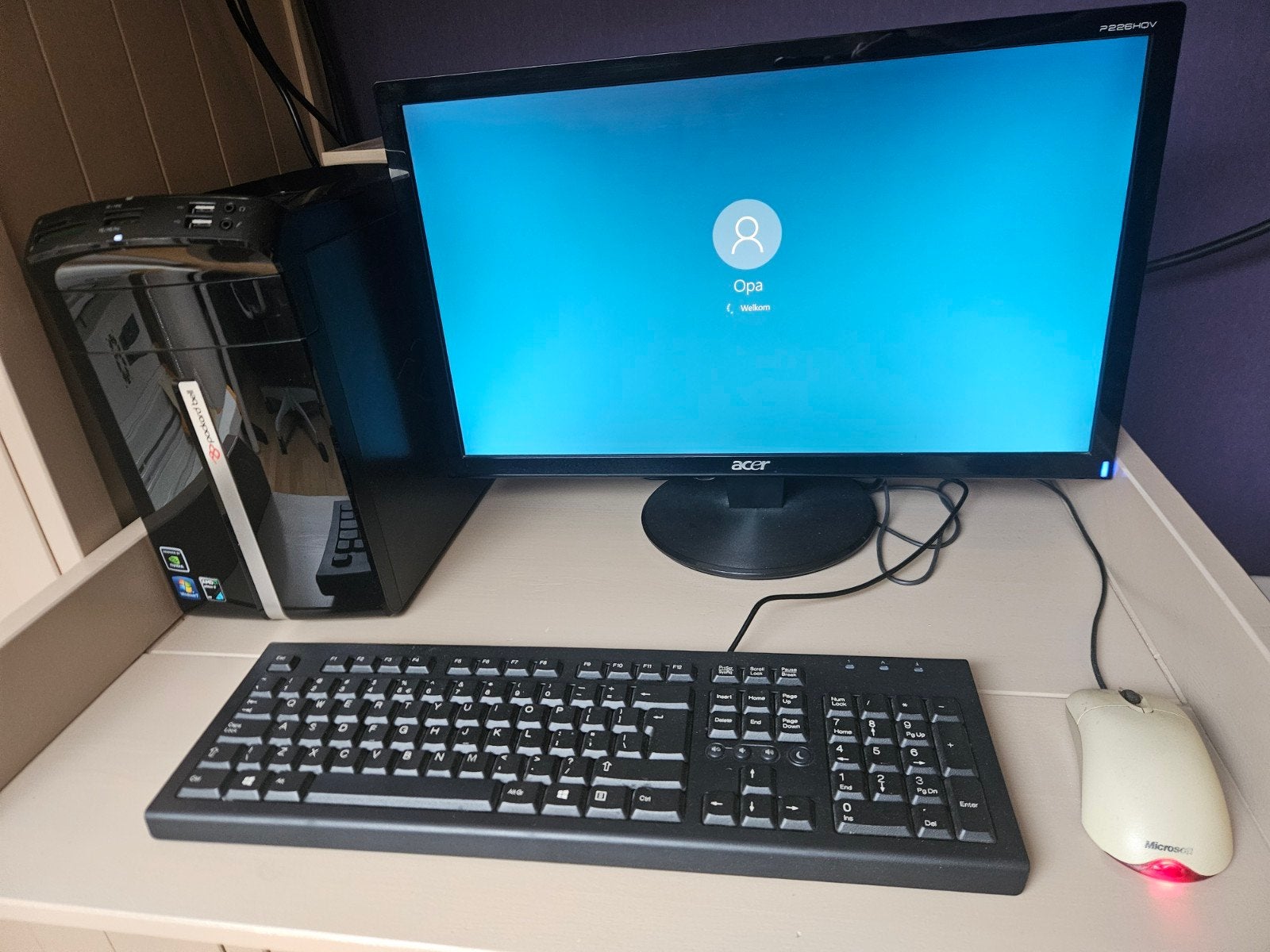 Packard Bell iMedia S3210 Desktop PC met Acer Monitor, Gebruikt, Minder dan 4 GB, Met monitor, Minder dan 2 Ghz