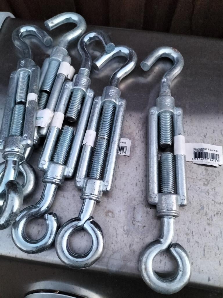 Spanschroeven M12x110 met haak en oog per 5, Ophalen of Verzenden