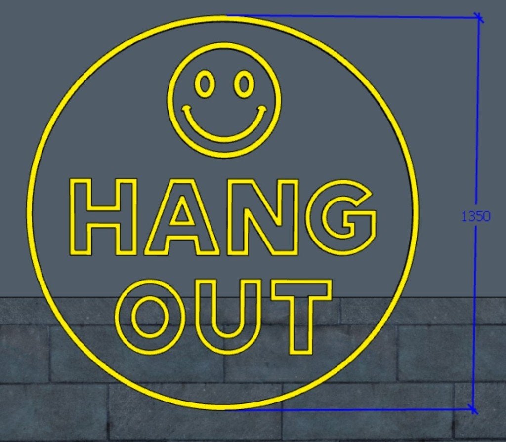 wandverlichting NEON Hang out 1.35m geel met donker glas, Ophalen, Nieuw, Glas