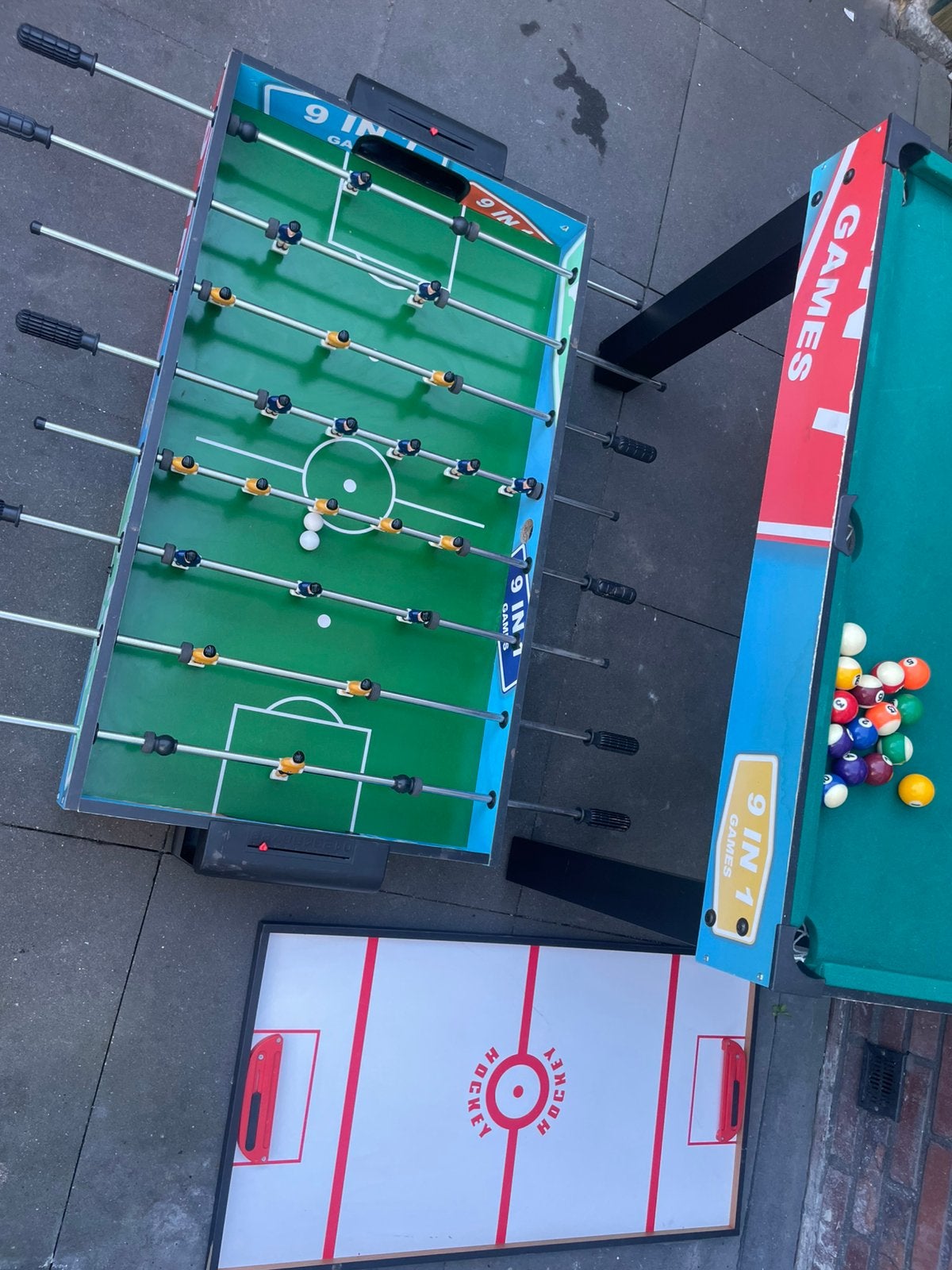 Multigame speeltafel 3-in-1 voetbal, pool & airhockeystevige, Ophalen, Zo goed als nieuw
