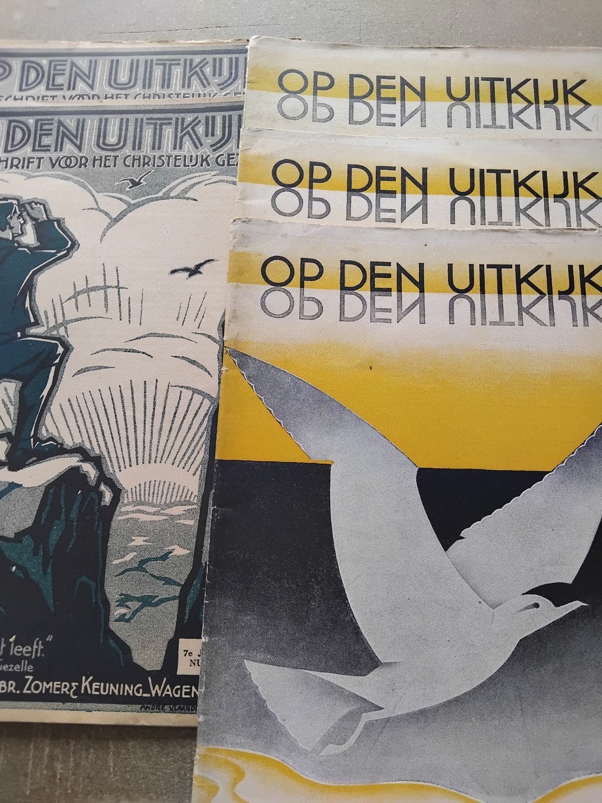 5xOude tijdschriften "Op Den Uitkijk" - Christelijk Gezin, Ophalen of Verzenden, Gelezen, Overige typen