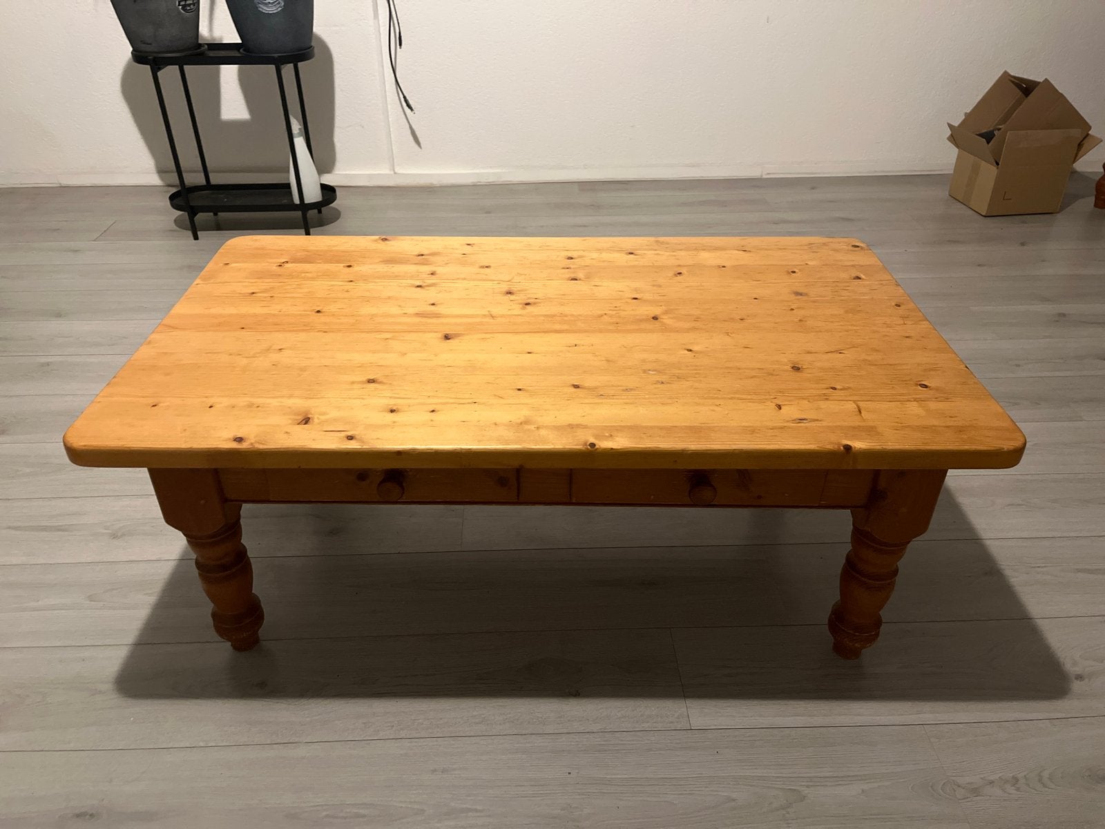 Massief grenen salontafel met lades 120x70x46, Ophalen, Gebruikt, 100 tot 150 cm, 50 tot 100 cm