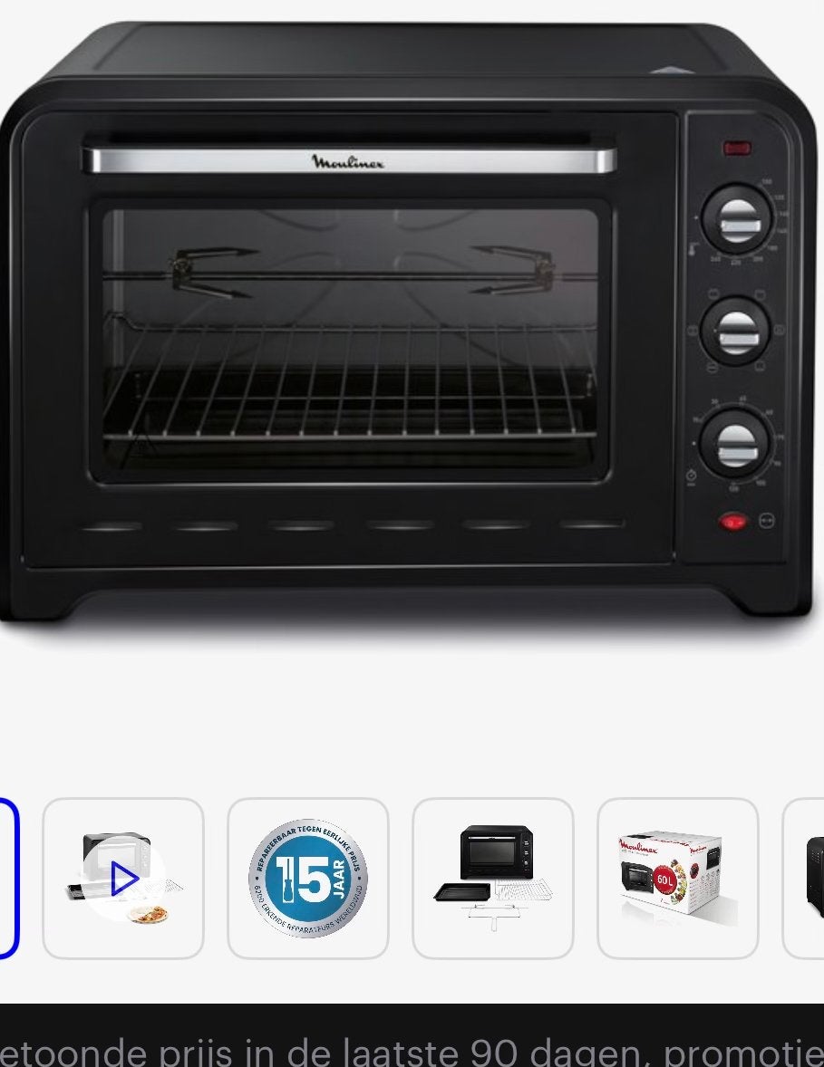 Moulinex Oven OX495810, 60 Liter, 2200 watt, Ophalen, Minder dan 45 cm, Oven met grill, Gebruikt