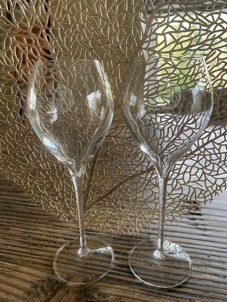 Zeer zeldzame set van 2 Louis Roederer champagne glazen, Ophalen
