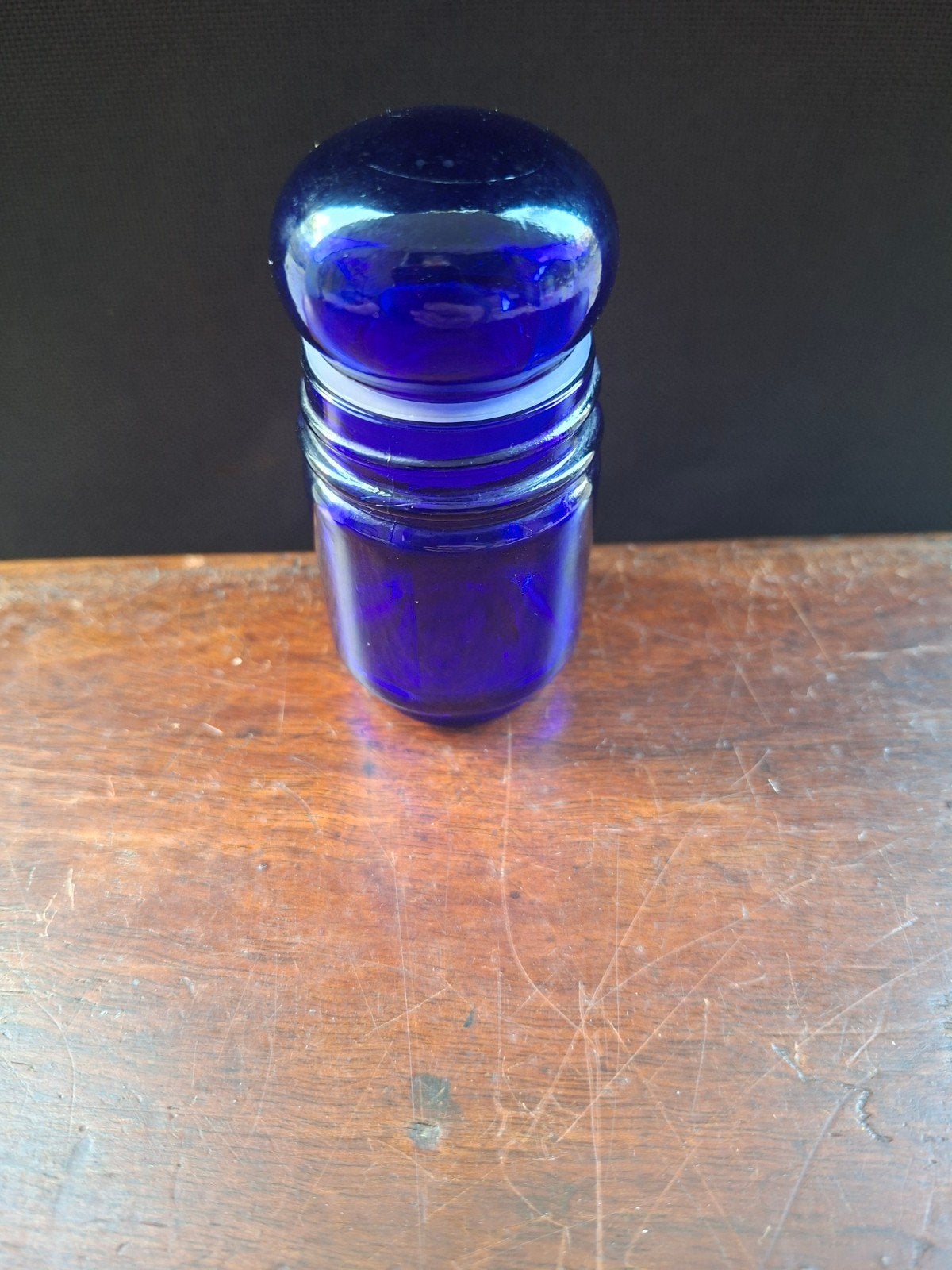 Vintage Kobaltblauw Glazen Potje met Dop, Ophalen of Verzenden