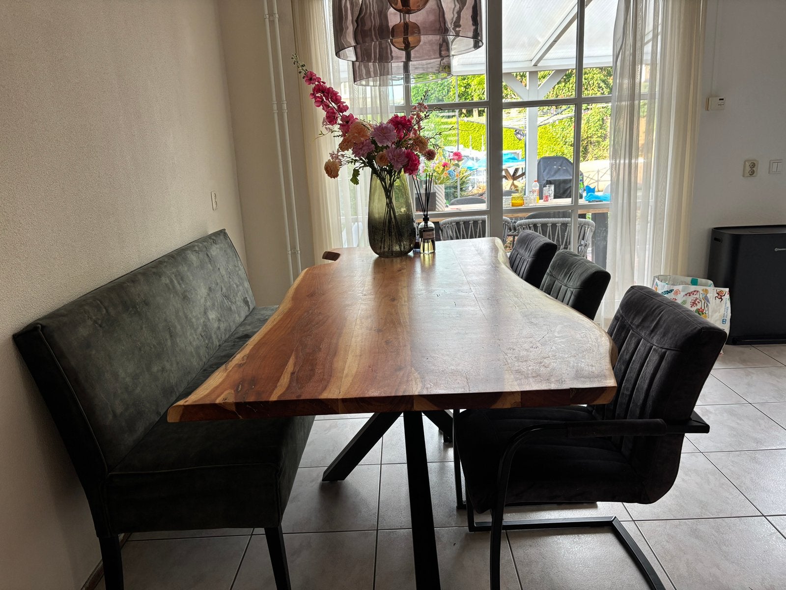 Eetset, Huis en Inrichting, Tafels | Eettafels, Ophalen, 200 cm of meer, 50 tot 100 cm, Zo goed als nieuw
