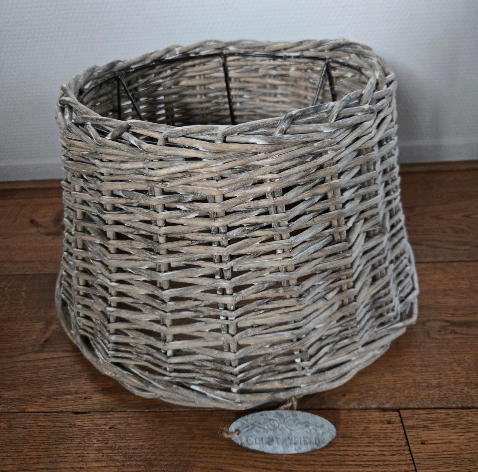 Rieten lampenkap - Ø 27cm, Hoogte 22cm, Ophalen, Gebruikt, Bruin, Rond