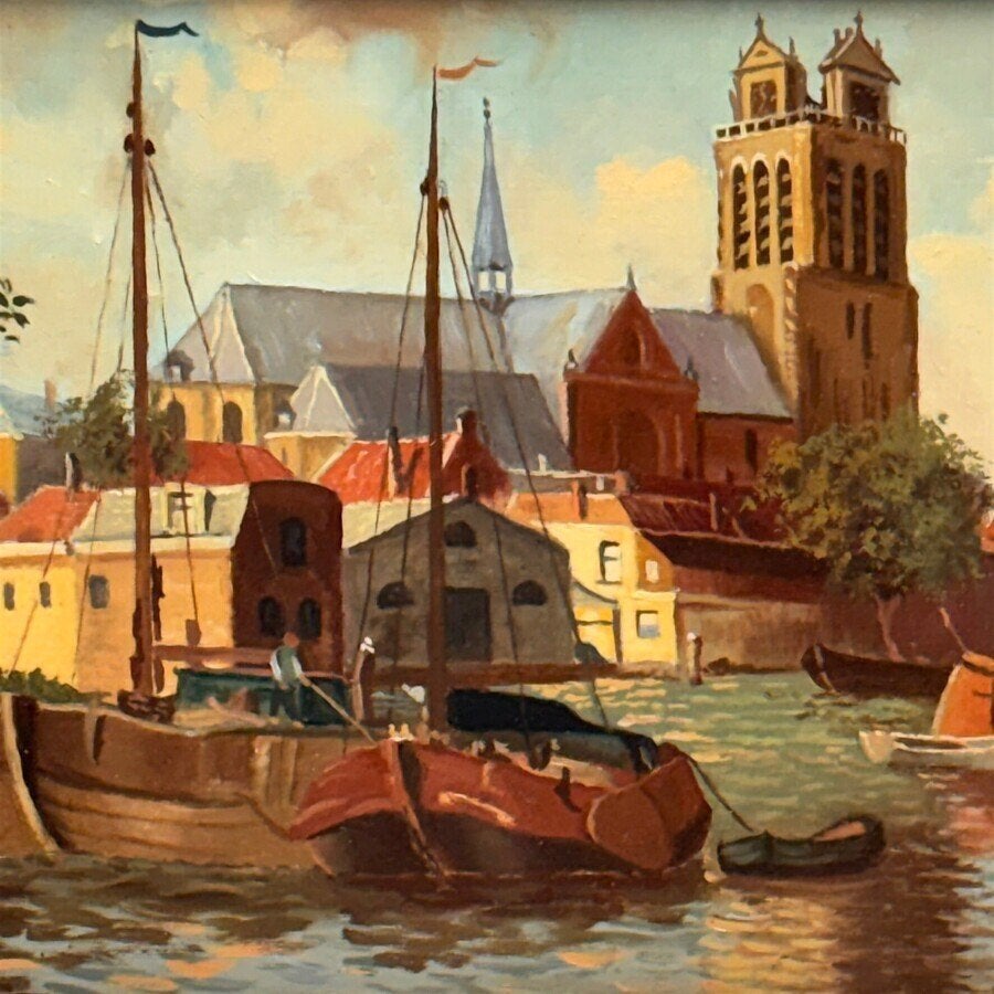 P.J.A. Wagemans (1879-1955) - stadsgezicht Dordrecht, Ophalen of Verzenden