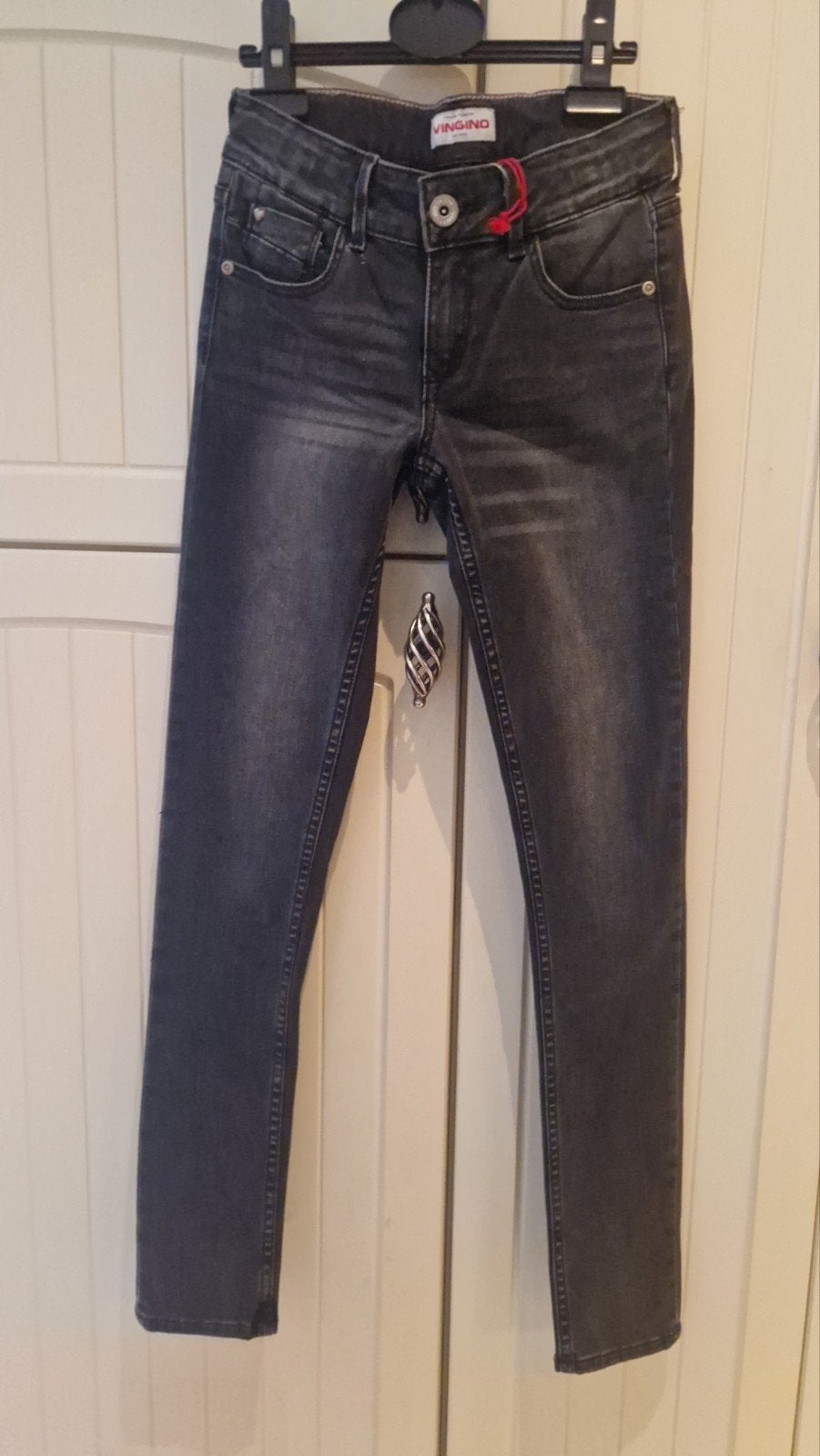 Vingino spijkerbroek Alice - Zwart Vintage - Maat 11/146, Kinderen en Baby's, Kinderkleding | Maat 146, Broek, Jongen of Meisje