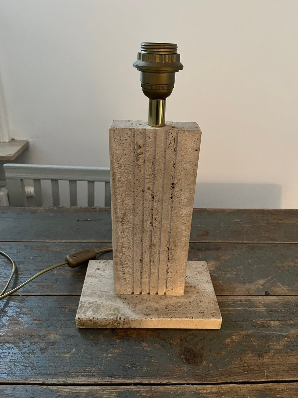 VINTAGE LAMP TAFELLAMP TRAVERTIJN TRAVERTIN ZEER MOOI, Ophalen of Verzenden, Zo goed als nieuw, Minder dan 50 cm