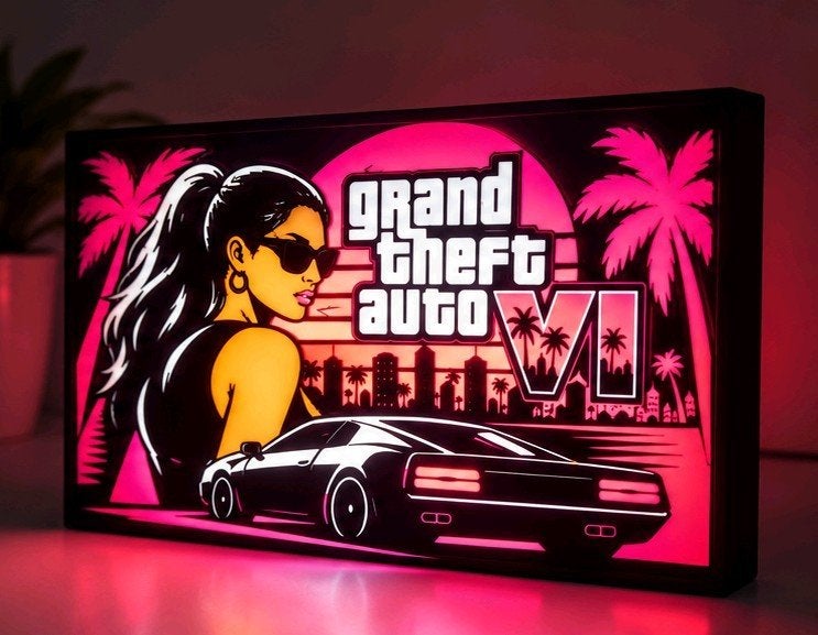 GTA 6 VI  Lucia Lightbox LED Gaming Decoratie, Verzamelen, Ophalen of Verzenden, Nieuw