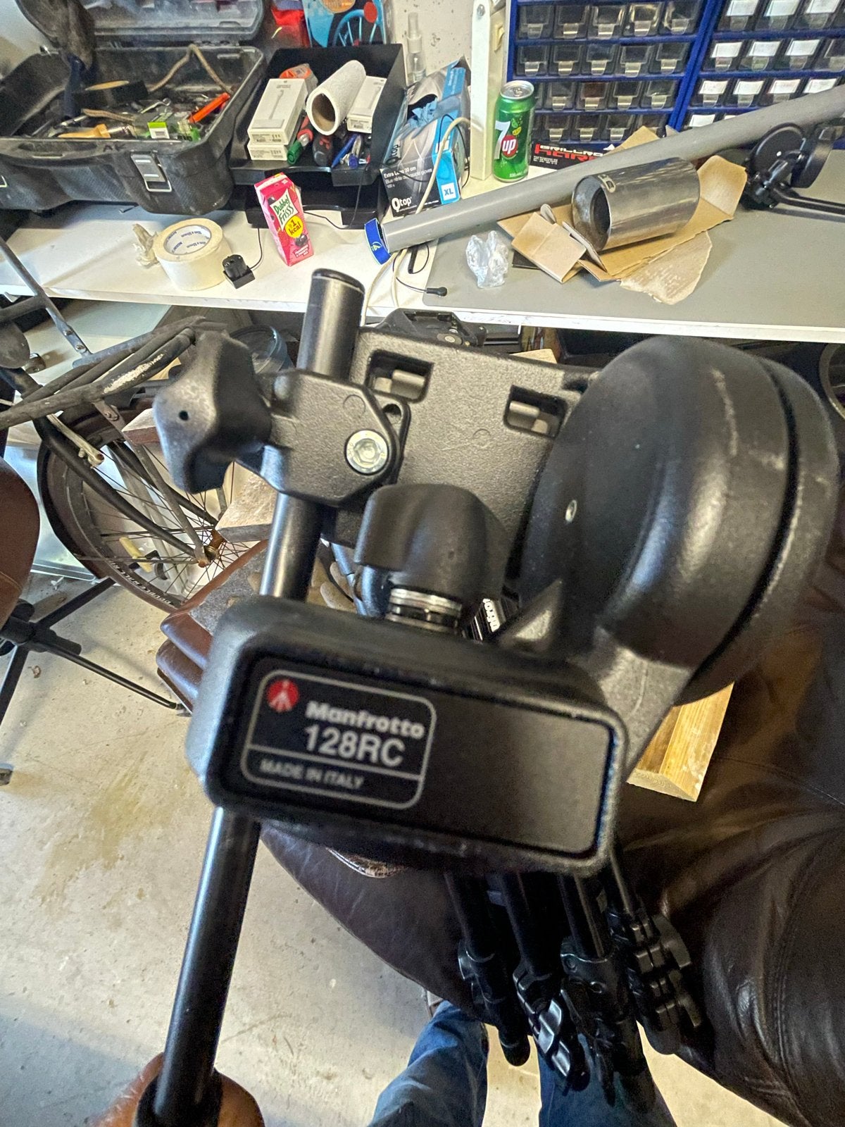Manfrotto 128RC Videokop met 055XDB Driepoot Statief, Gebruikt, 150 tot 175 cm, Met balhoofd, Ophalen of Verzenden