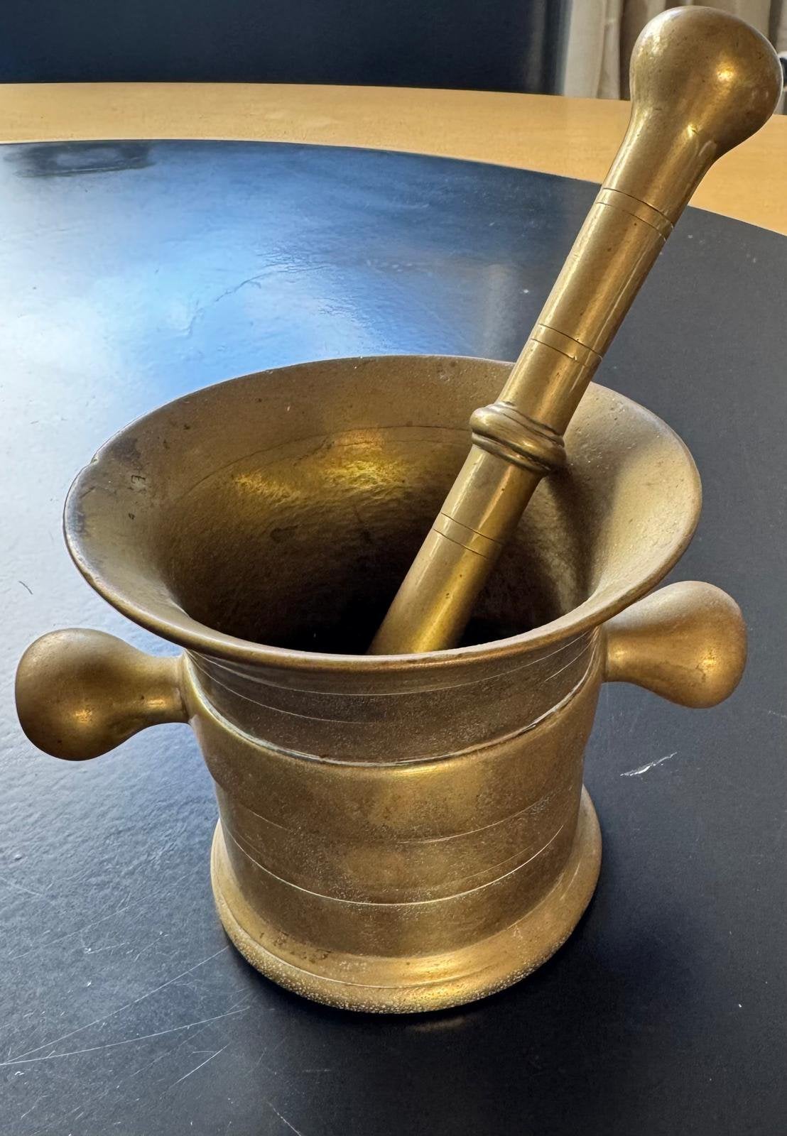 Messing vijzel met stamper, Ophalen of Verzenden