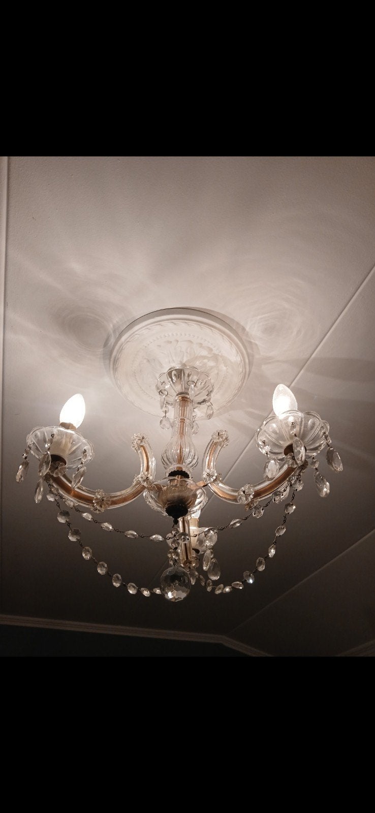 Elegante Kristallen Plafondlamp - Klassieke Stijl, Ophalen, E14 (klein), Zo goed als nieuw, Glas