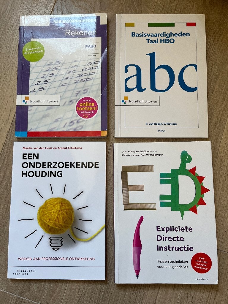 4 studieboeken:Rekenen, Taal HBO, Onderzoekende Houding, EDI, Diverse auteurs, Zo goed als nieuw, Gamma, HBO