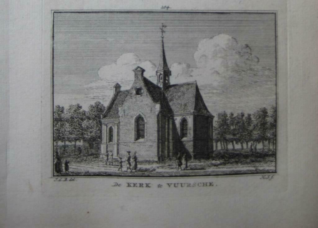 104 / Vuursche   De kerk Kopergravure 1773, Antiek en Kunst, Kunst | Etsen en Gravures, Ophalen of Verzenden