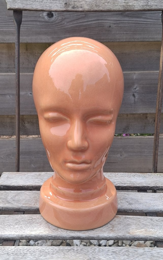 Prachtig vintage pastel oranje West Germany mannequin hoofd, Ophalen of Verzenden, Huis en Inrichting