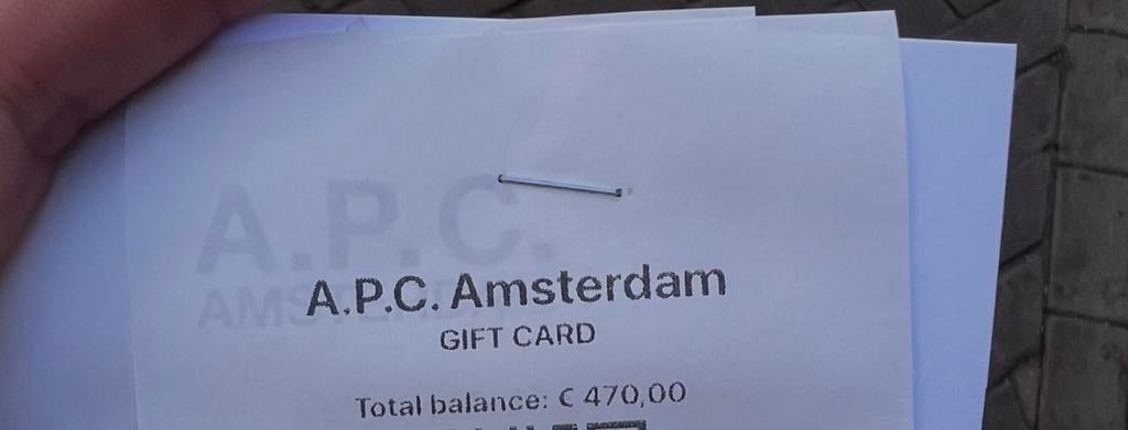 A.P.C Amsterdam tegoedbon met korting, Eén persoon, Kortingsbon