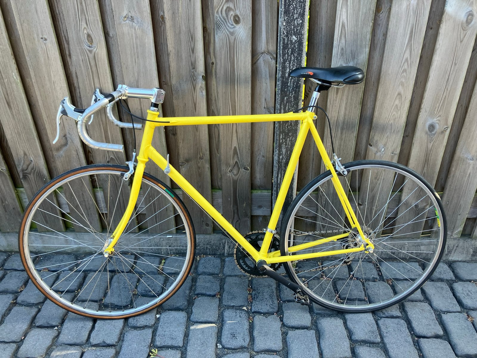 Gele racefiets, vintage model, Fietsen en Brommers, Fietsen | Racefietsen, Gebruikt, Staal, 53 tot 57 cm, Ophalen