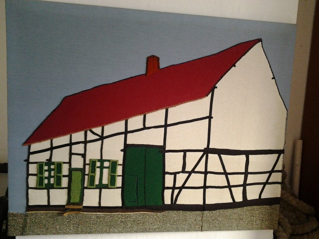 Wandkleed op houten frame, Ophalen, Meerkleurig, Zo goed als nieuw, 73 cm