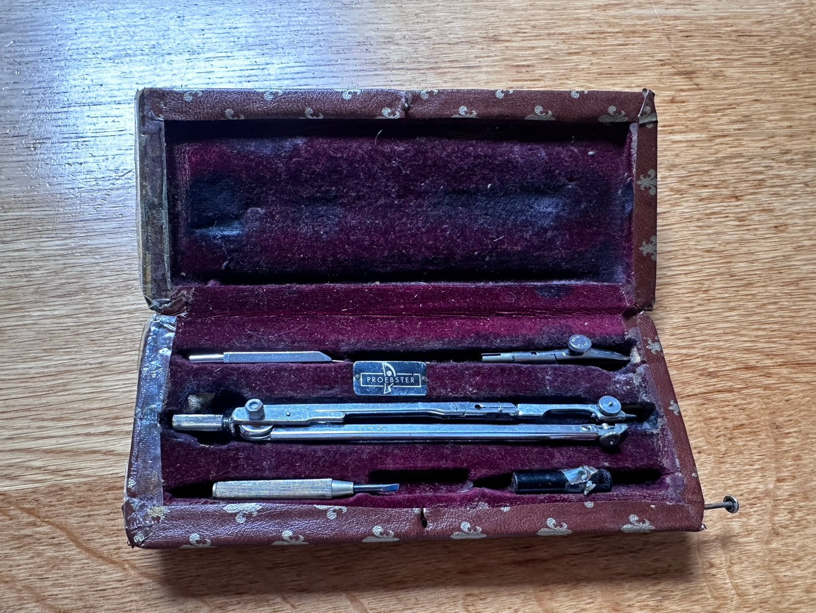 Vintage Proebster passer set in etui, Antiek en Kunst, Antiek | Gereedschap en Instrumenten, Ophalen of Verzenden