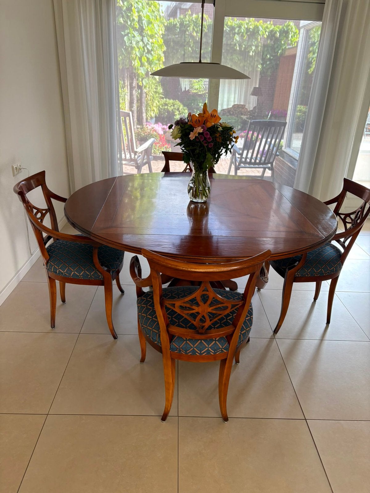 Antieke kersen eettafel rond, vierkant, ovaal met stoelen, Ophalen, Gebruikt, Antiek, 4 tot 6 stoelen