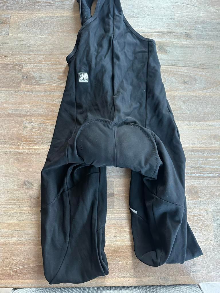 Zwarte lange fietsbroek met bretels - Santini, Ophalen of Verzenden, Zo goed als nieuw