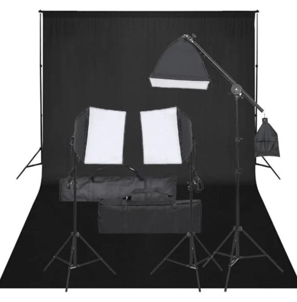 vidaXL Fotostudioset met verlichtingsset en achtergrond, Audio, Tv en Foto, Fotografie | Fotostudio en Toebehoren, Ophalen of Verzenden