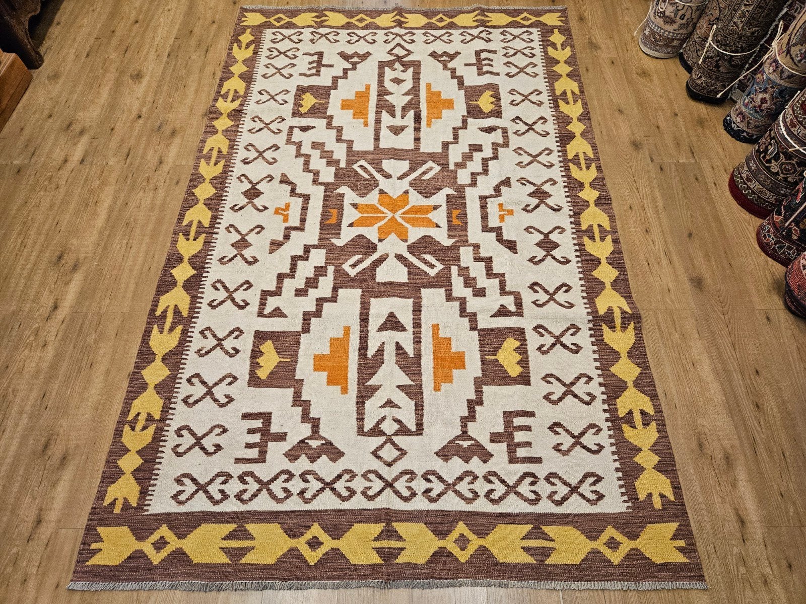 Prachtige handgeweven oosterse kelim 259x164, Info@SlatsAntiek.nl, 150 tot 200 cm, Vof Slats Antiek, Ophalen of Verzenden