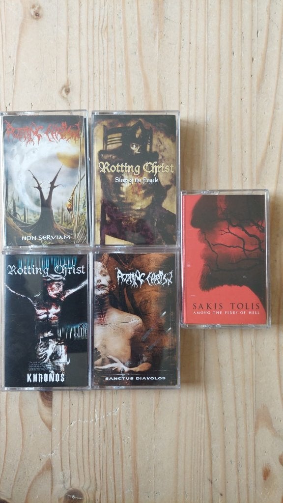 4 Rotting Christ tapes + 1 Sakis Tolis tape, Verzenden, Zo goed als nieuw, Black metal